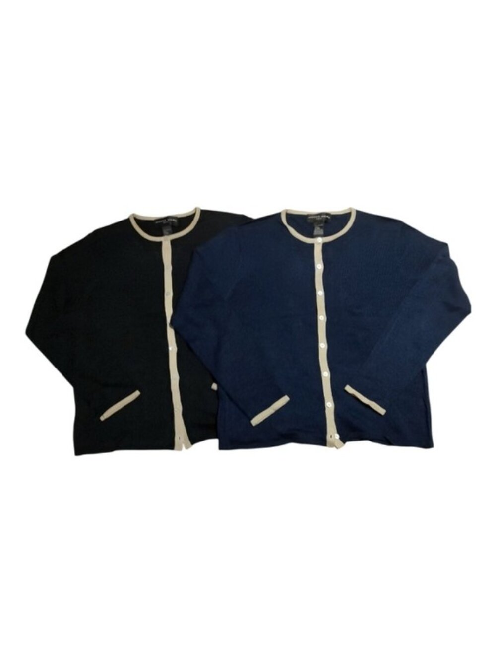 August Silk 100% Silk Cardigans Large Black Blue